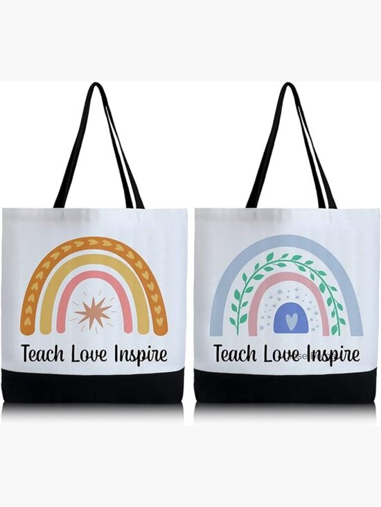 Other - Set of 2 Teacher Tote Bags Canvas Reusable Grocery Shopping Bags
